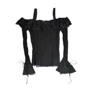 Kaelyn Max Women Sz XL Blouse Black‎ Ruffled Off Shoulder whimsygoth witchy Top